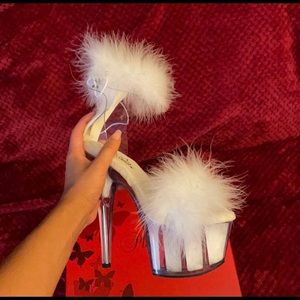 White fluffy Marabou feather 7” Pleasers